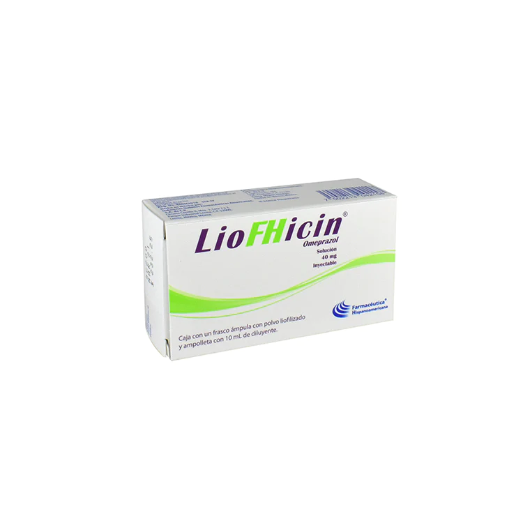 LIOFHICIN Sol. Iny. c/1 FCO. AMP. 40 MG/10 ML. Omeprazol 40mg. (Sol. Inyectable). NA