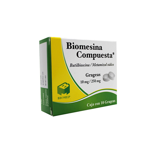 BUTILHIOSCINA/METAMIZOL SÓDICO (ADN Pharma) c/10 GRAG. 10/250 MG. Butilhioscina ó Hioscina+Metamizol Sódico (Tabs. Orales). NA