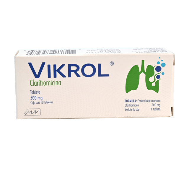 VIKROL c/10 TABS. 500 MG. Claritromicina 500mg. (Tabs. Orales). NA