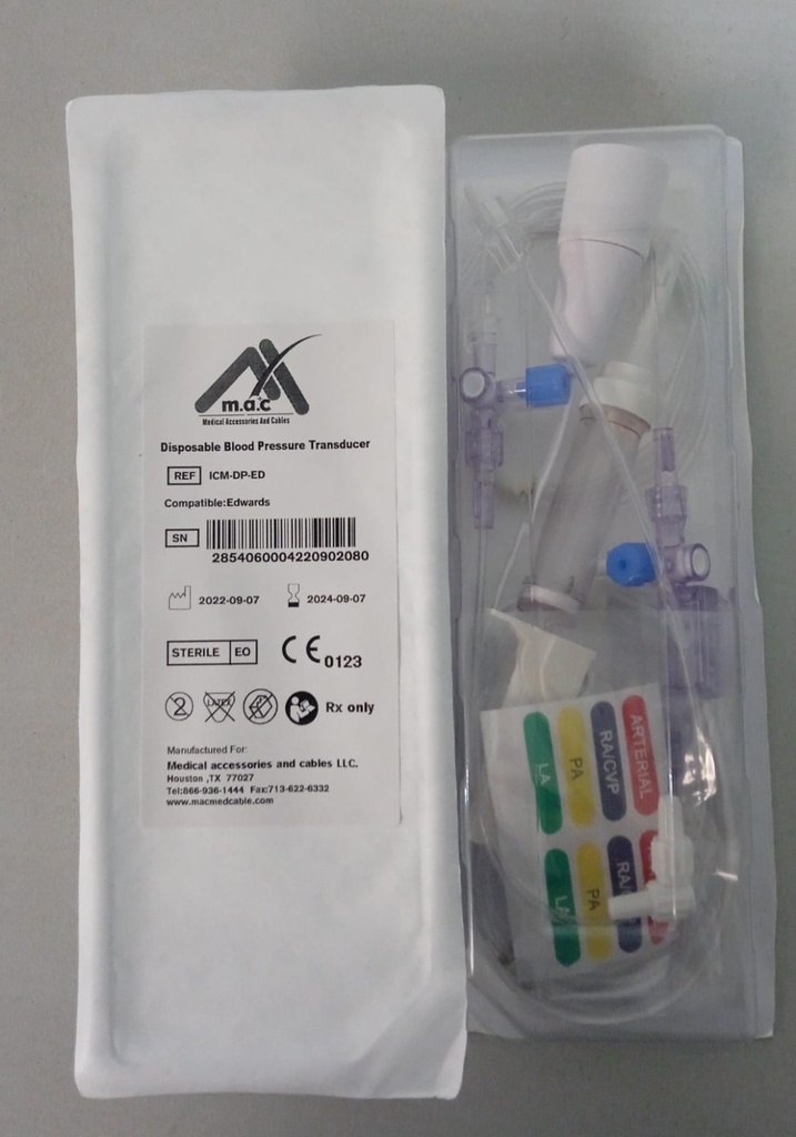 Lineas Arteriales tipo Edwards Truwave TM 3 3 CC/60 IN 150cm para monitores de terapia intensiva general electric Ref: ICM-DP-ED EDWARDS