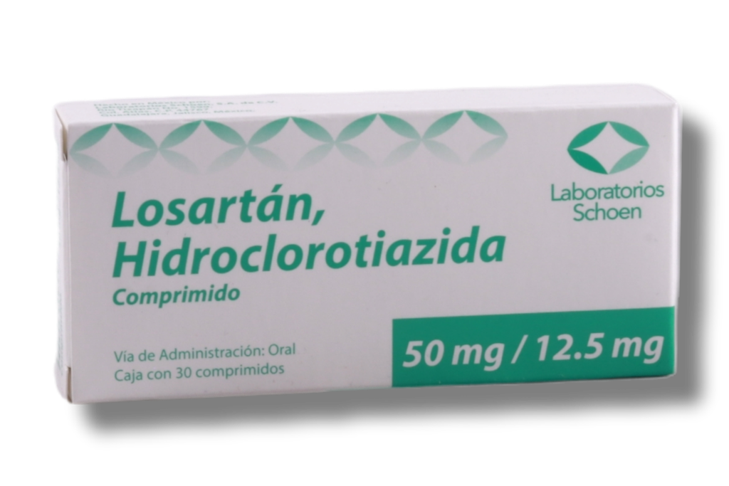 LOSARTÁN/HIDROCLOROTIAZIDA (Schoen) c/30 COMPS. 50/12.5 MG. Losartán+Hidroclorotiazida  50/12.5mg. NA