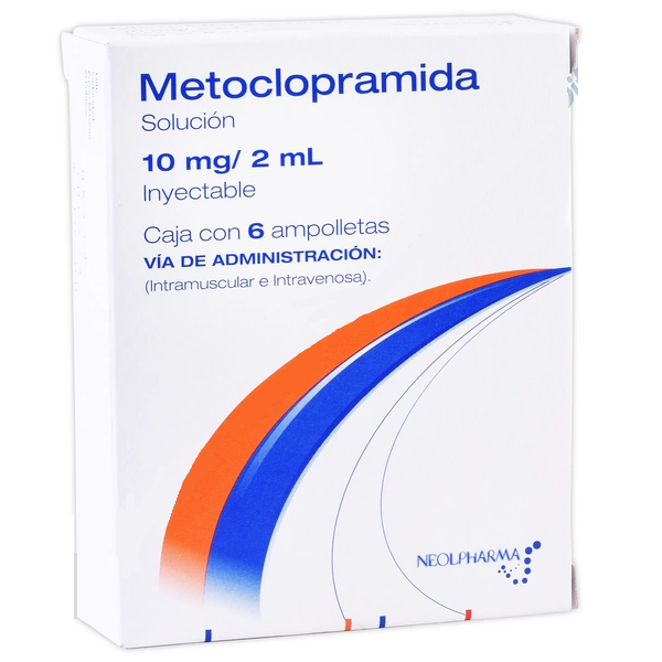 Metoclopramida Solución Inyectable Cada ampolleta contiene: Clorhidrato de metoclopramida 10 mg Envase con 6 ampolletas de 2 ml.
