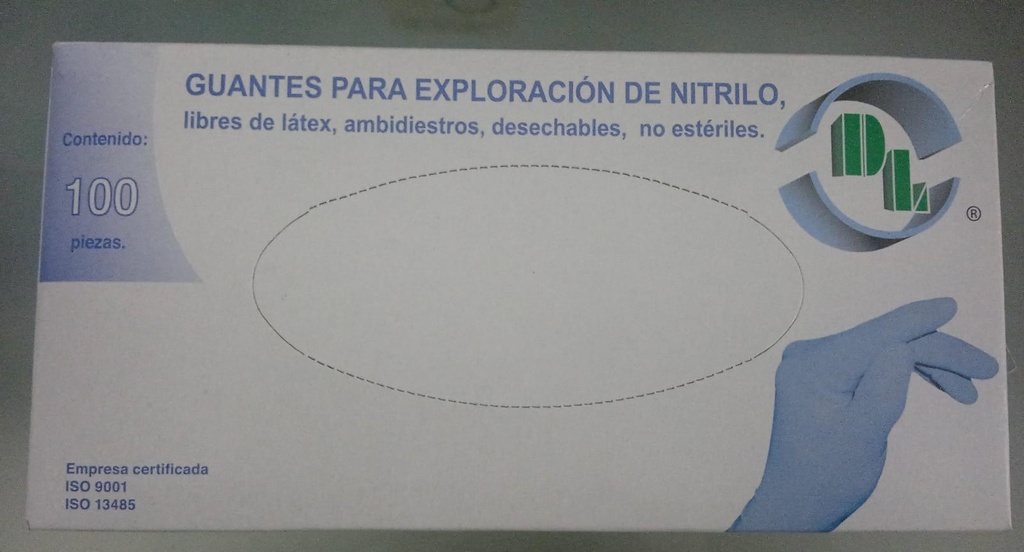 DL Guante de Nitrilo Mediano c/100 piezas sintético para exploración, No estéril, libre de polvo, texturizado en la yema de los dedos, desechable, ambidiestro, ajuste perfecto y confortable. (Color negro, Espesor 0.07mm, Elongación DLP