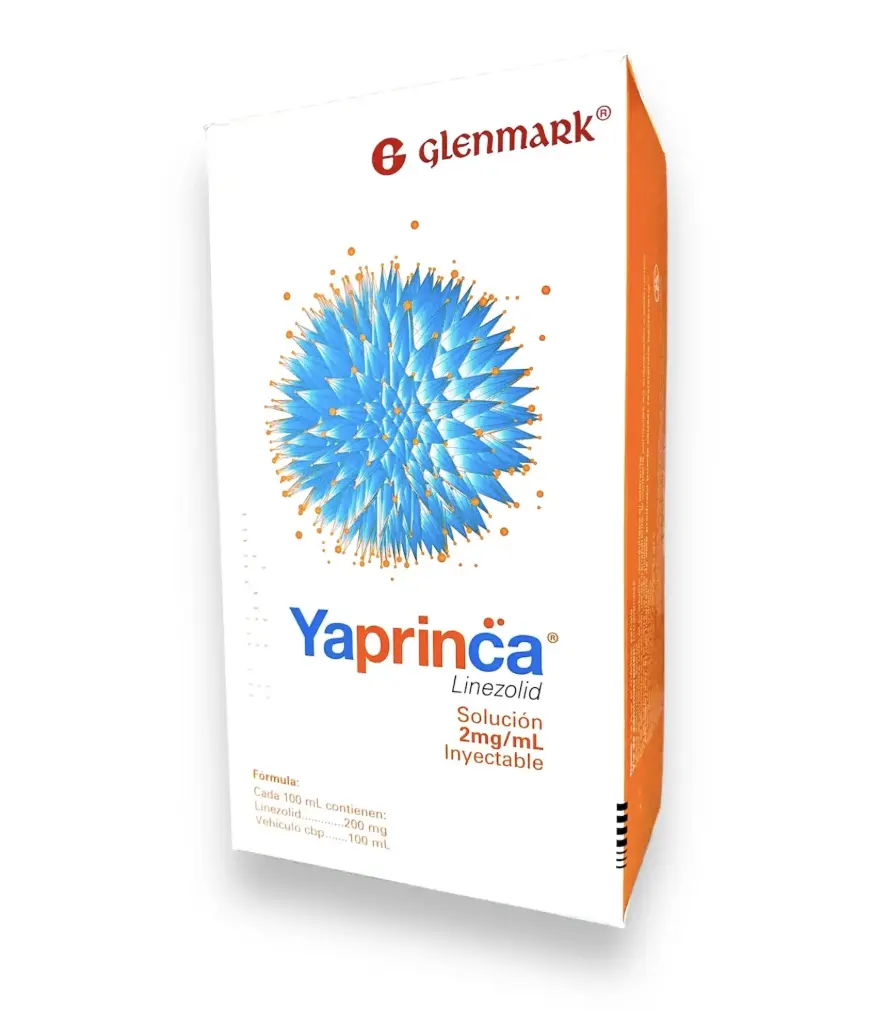Yaprinca Linezolid Solución Inyectable Cada 100 ml contienen: Linezolid 200 mg. Envase con bolsa con 300 ml. GLENMARK