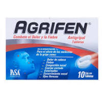Agrifen c/10 TABS. 500/25/5/4 MG. Paracetamol 500mg+Cafeina 25mg+Fenilefrina 5mg+Clorfenamina 4mg.