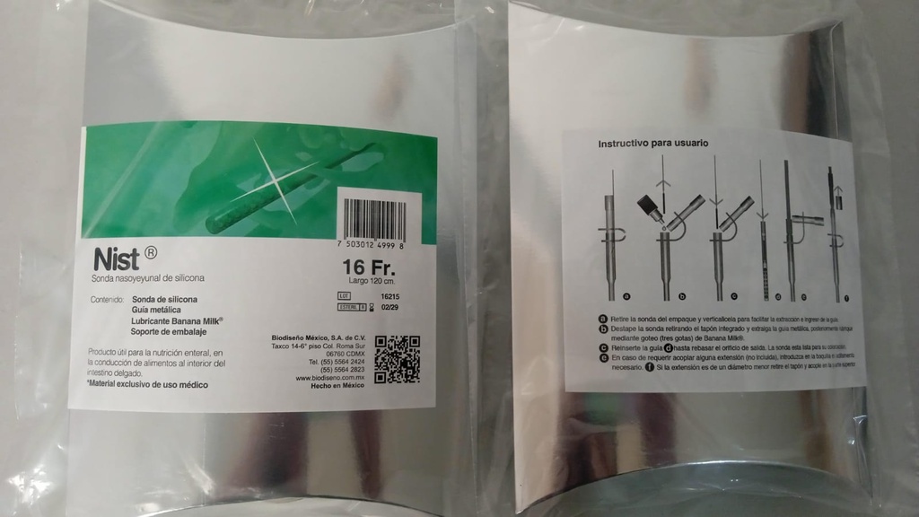 Nist Sonda Nasoyeyunal De Silicona Para Alimentación 16 Fr Largo 120cm  NIST