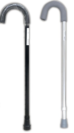 Bastón Aluminio Puño Curvo Super Confort Cols. Varios. puño curvo de aluminio con altura ajustable. Límite de peso 250 lbs. (113.5 Kg.)
