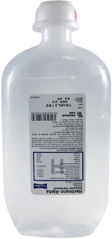 Alpha Hartmann Sol. Iny. Frasco 500 ML.
Genérico: Hartmann (Ringer-Lactato)Cloruro de Sodio 0.600g+Cloruro de Potasio 0.030g+Cloruro de Calcio di hidratado 0.020g+Lactato de Sodio 0.310g. (Miliequivalentes por litro: Sodio 130; Potasio 4; Calcio 2.72; Cloruro 109; Lactato 28) FRESENIUS
