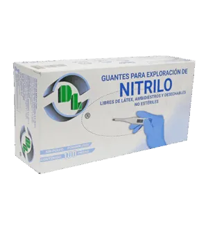 DL Guante de Nitrilo Chico c/100 piezas sintético para exploración, No estéril, libre de polvo, texturizado en la yema de los dedos, desechable, ambidiestro, ajuste perfecto y confortable. (Color azul, Espesor 0.07mm, Elongación