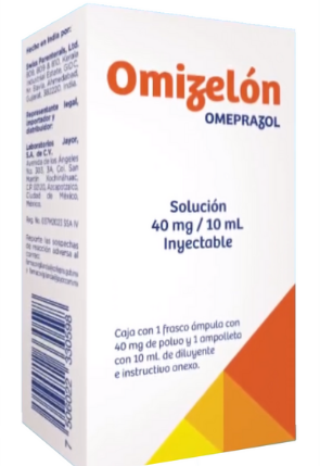 OMIZELÓN Sol. Iny. c/1 FCO. AMP. 40 MG/10 ML.  Omeprazol 40mg. (Sol. Inyectable). NA
