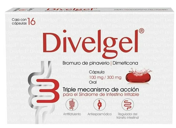 DIVELGEL c/16 CAPS. 100/300 MG. Pinaverio+Dimeticona 100/300mg. (Caps. Orales). NA