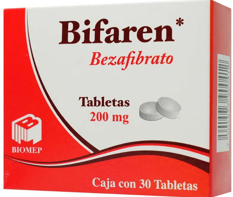 BIFAREN c/30 TABS. 200 MG. Bezafibrato 200mg. NA