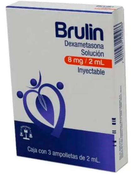 Brulin Sol. Iny. c/3 Amp. 8 MG/2 ML.  Dexametasona 8mg/2ml. BRULUART