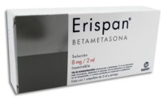 ERISPAN Sol. Iny. c/1 AMPTA. 8 MG/2 ML. y Jeringa. Betametasona de acción rápida 8mg. (Sol. Inyectable). NA