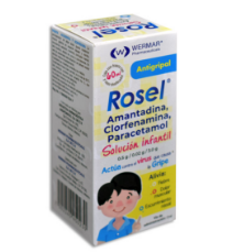 ROSEL SOLUCIÓN Infantil Fco. 60 ML. 0.5-0.02-3.0 G/100 ML. Amantadina+Clorfenamina+Paracetamol (Sol./Jbe.). NA