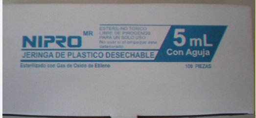  Jeringa 5mL con aguja 21x38 (Long. larga, Color verde) 5+1cc/mL. estéril y desechable c/aguja, pivote luer lock (Rosca) 21Gx38mm. [Diam. 21G (0.80mm); Long. 1-1/2" (38mm); Color verde] Indicado para Penicilinas, Adultos Robustos. NIPRO