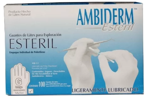 AMBIDERM Estéril GUANTE LTX EXPLORACIÓN Talla GRANDE c/1 Pza. Guantes de Látex para exploración/examen Estéril (GRANDE) NA