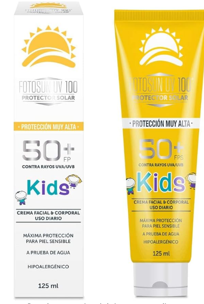 Fotosun Bloqueador solar facial y corporal para niños de uso diario. FPS50+UVA/UVB, hipoalergénico, recistente al agua , apto para pieles sensibles. DACLAF