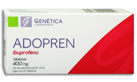 ADOPREN Caja c/10 TABS. 400 MG. Ibuprofeno 400mg. (Tabs. Orales). NA