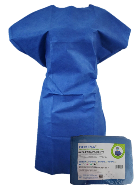  Bata para paciente sin mangas desechable de un solo uso unitalla azul 10 piezas PTM-SAP-215 DEMEVA