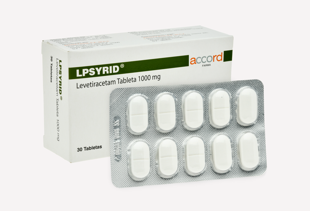Lpsyrid LEVETIRACETAM 1g. Envase con 30 tabletas. Seco, manejable hasta 25°C