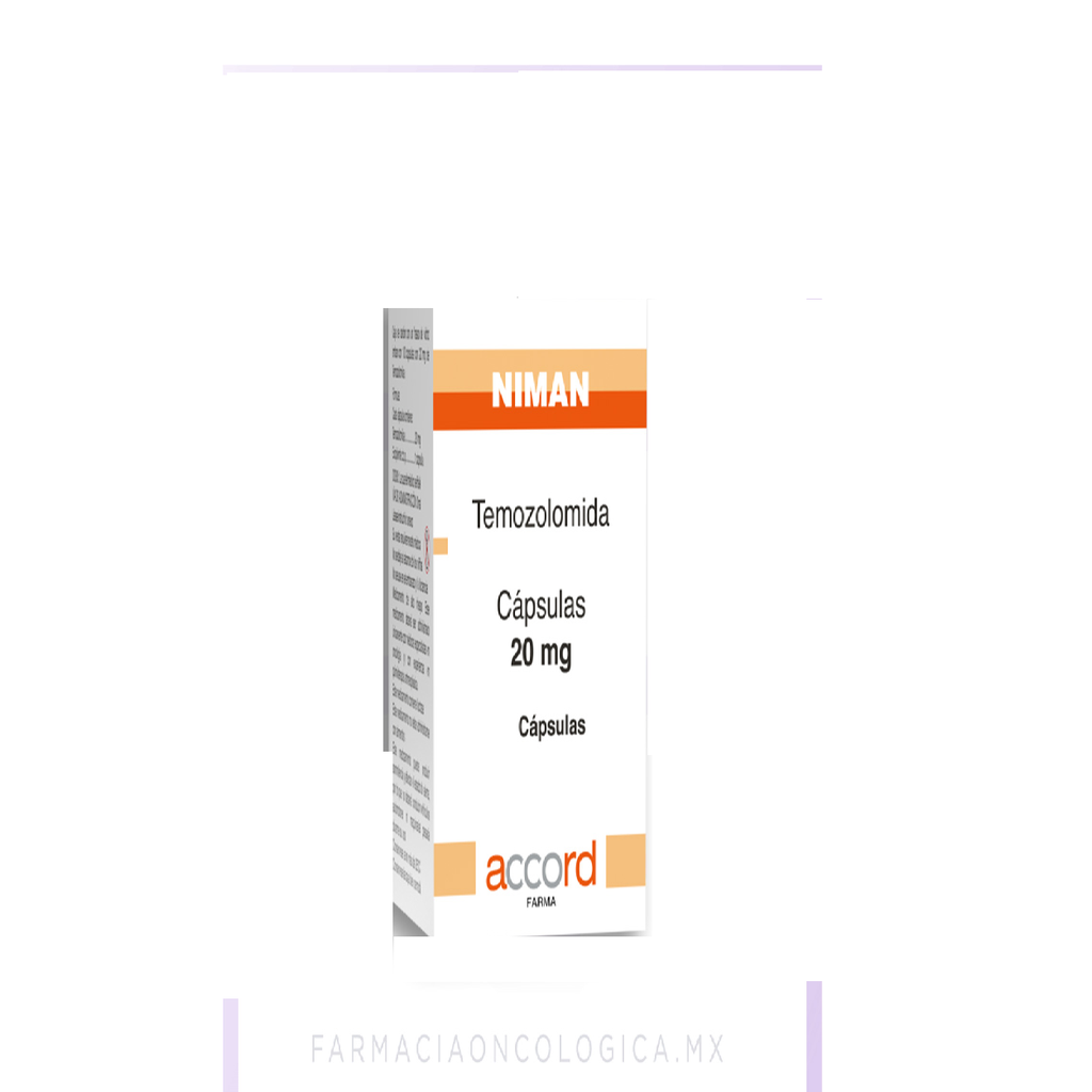  Niman TEMOZOLOMIDA 20mg. Envase con 20 capsulas  Seco, manejable hasta 25°C.                                                     