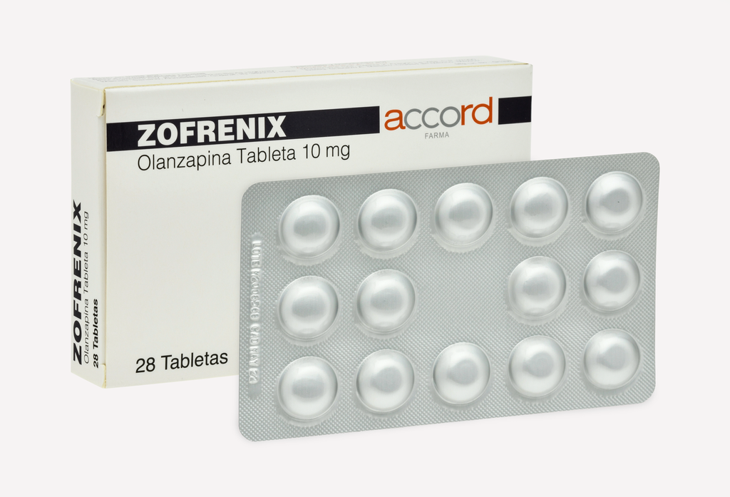 Zofrenix OLANZAPINA 10mg. Envase con 28 tabletas. Seco, manejable hasta 25°C.                                                      ACCORD