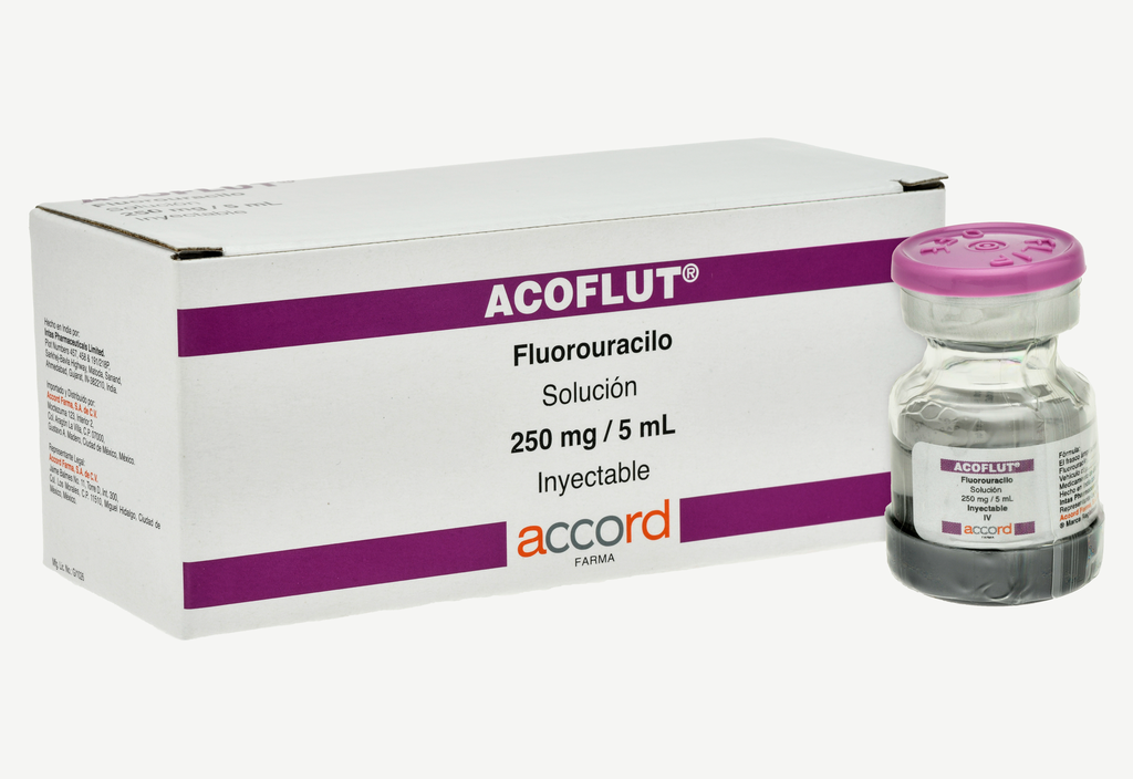 Acoflut FLUOROURACILO 250mg / 5mL Envase con 10fcos. Ampula  Seco, manejable hasta 25°C.                                                      ACCORD