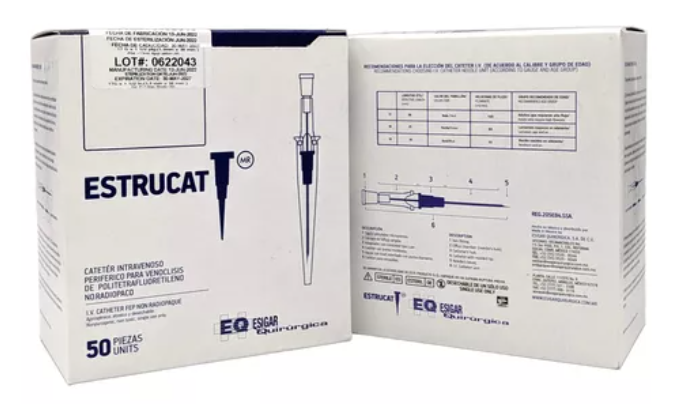 Catéter para venoclisis calibre 17g.  Caja con 50 piezas ESIGAR