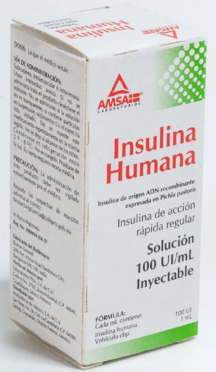 INSULINA HUMANA (Amsa) Sol. Iny. c/1 FCO. AMP. 10 ML. 100 UI/1 ML.