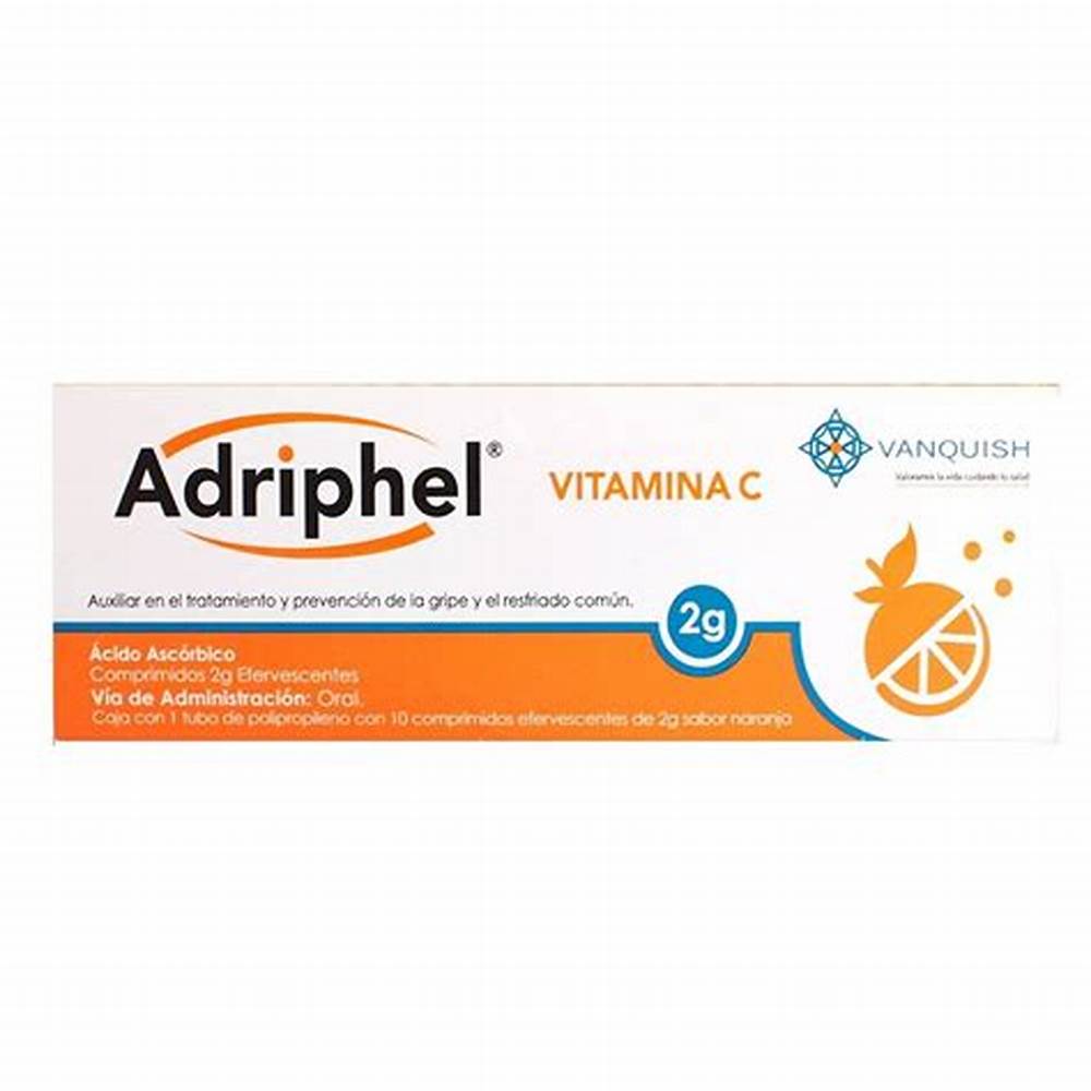 ADRIPHEL c/10 COMPS. EFERVS. Sabor Naranja 2 G. Ácido Ascórbico 2g. (Tabs. efervs.)