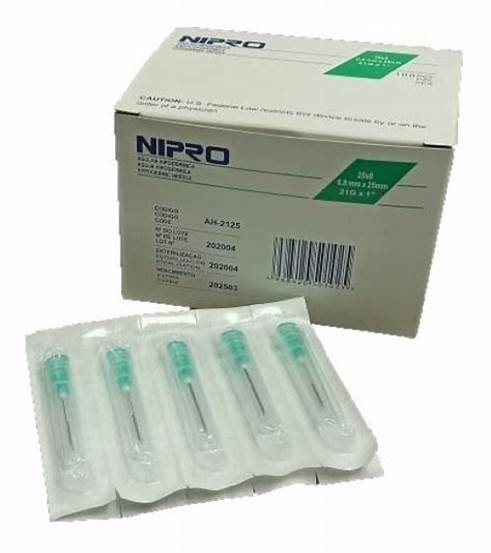 AGUJA HIPODERMICA (Nipro) 21Gx1-1/4"(32mm) Cja. c/100 Pzs. Aguja hipodérmica 21x32 [Normal, Color verde] NA