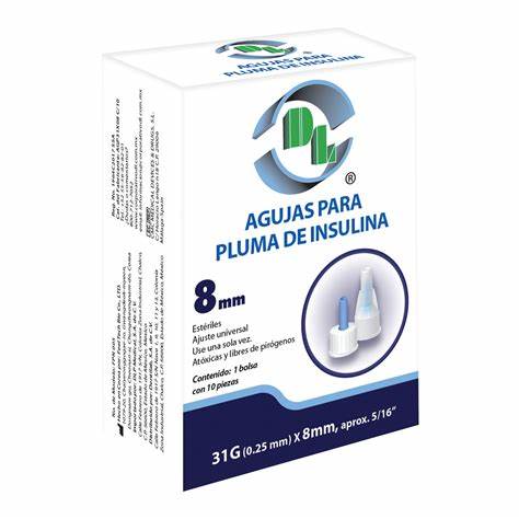 AGUJAS PARA PLUMA DE INSULINA (DL) 31Gx8mm. Caja c/10 Pzs. NA