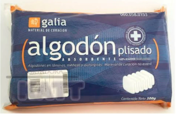 ALGODON ABSORBENTE PLISADO (Galia) Bolsa c/300 G. Algodón absorbente 300g. NA