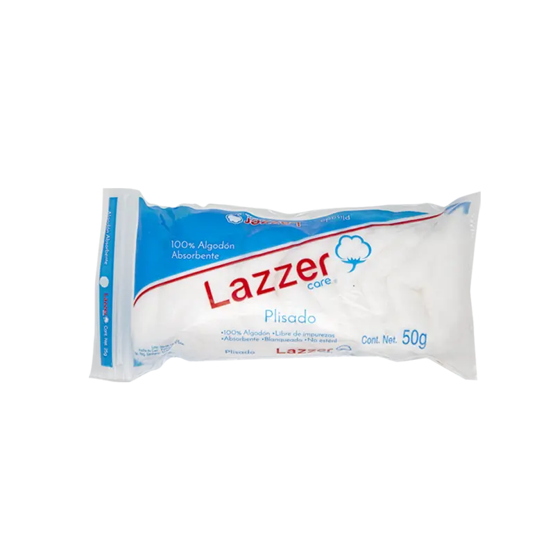 ALGODÓN ABSORBENTE PLISADO (Lazzer Care) Bolsa c/300 G. Algodón absorbente 300g. NA