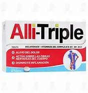 ALLI-TRIPLE c/20 TABS. 50/50/50/0.25 MG. Complejo B [Tiamina, Piridoxina, Cianocobalamina 0.25mg]+Diclofenaco 50mg. (Tabs.) NA