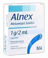 ALNEX Sol. Iny. c/3 AMPTAS. 1 G/2 ML. Metamizol Sódico 1.0g. (Sol. Inyectable). NA