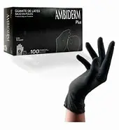 AMBIDERM Plus GUANTE LTX EXPLORACIÓN NEGRO No Estéril CH. c/100 Pzs. Guantes de Látex para exploración/examen No estéril  (CHICO) NA