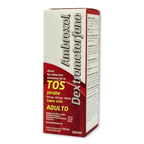 AMBROXOL/DEXTROMETORFANO (Sanfer) JBE. AD. Fco. 150 ML. 225-225 MG/100 ML. Dextrometorfano+Ambroxol ( Sol. Adulto). NA