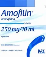 AMOFILIN Sol. Iny. c/ 5 AMPTAS. 250 MG/10 ML. Aminofilina 250mg. NA