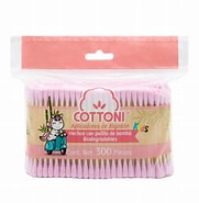 APLICADORES DE ALGODÓN Kids BIODEGRADABLES (Cottoni) Col. Rosa Bolsa c/300 Pzs.  NA