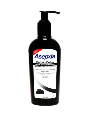 ASEPXIA Carbón Detox JABÓN LÍQUIDO PURFNTE. Fco. c/200 ML. Jabón corporal NA