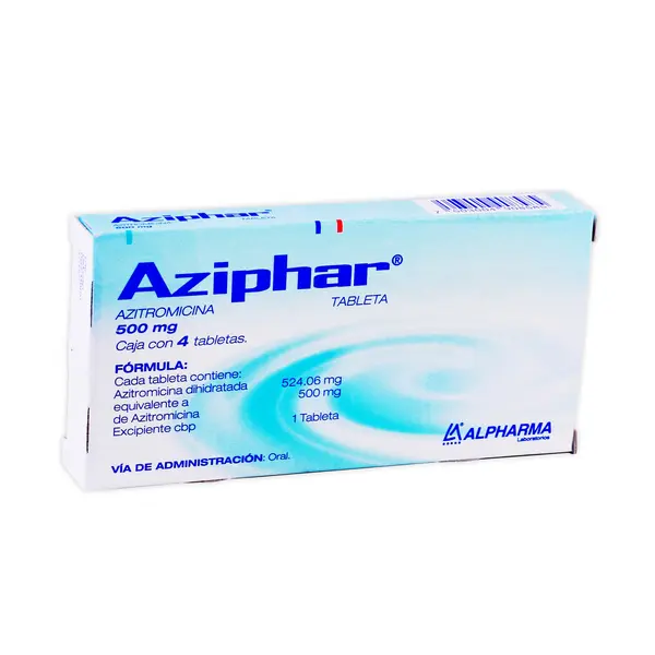 AZIPHAR c/4 TABS. 500 MG. Azitromicina 500mg. (Tabs/Caps. Orales). NA