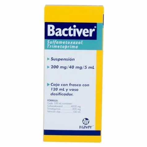 BACTIVER SUSP. Fco. 120 ML. 200-40 MG/5 ML. Trimetoprima+Sulfametoxazol  40/200mg. (Susp. Oral). NA