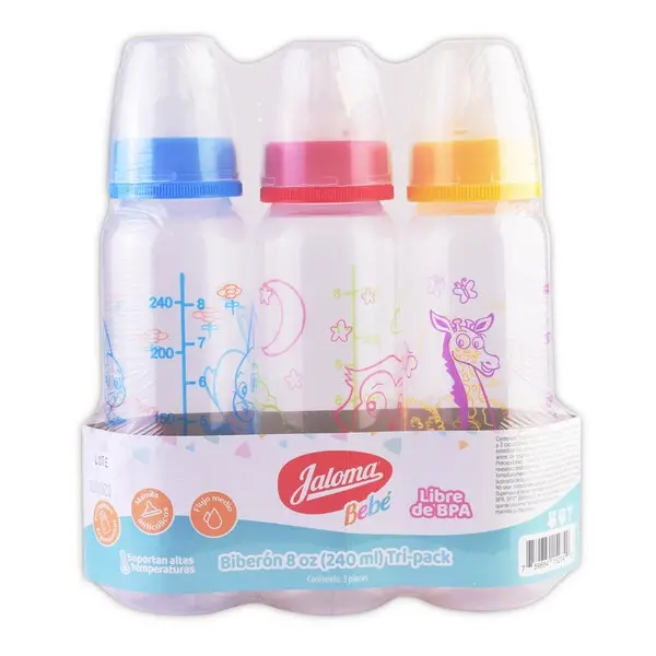 [759684152740] BIBERÓN ANIMALITOS c/MAMILA (Colores) 8 OZ/240 ML. (3 Pack). 