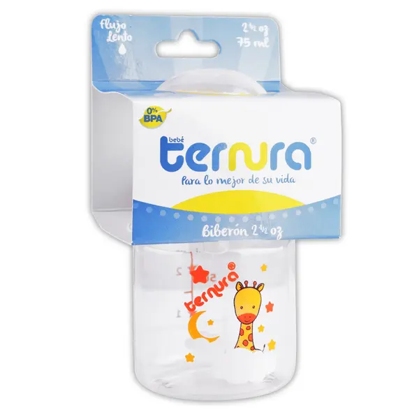 BIBERÓN DECORADO c/MAMILA "Ternura" 2.5 OZ/75 ML. NA