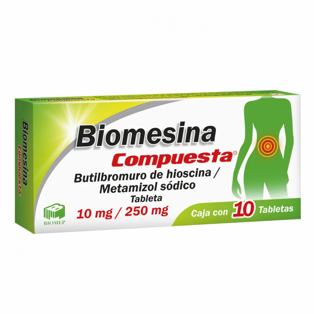 BIOMESINA COMPUESTA c/10 TABS. 10/250 MG. Butilhioscina ó Hioscina+Metamizol Sódico (Tabs. Orales). NA