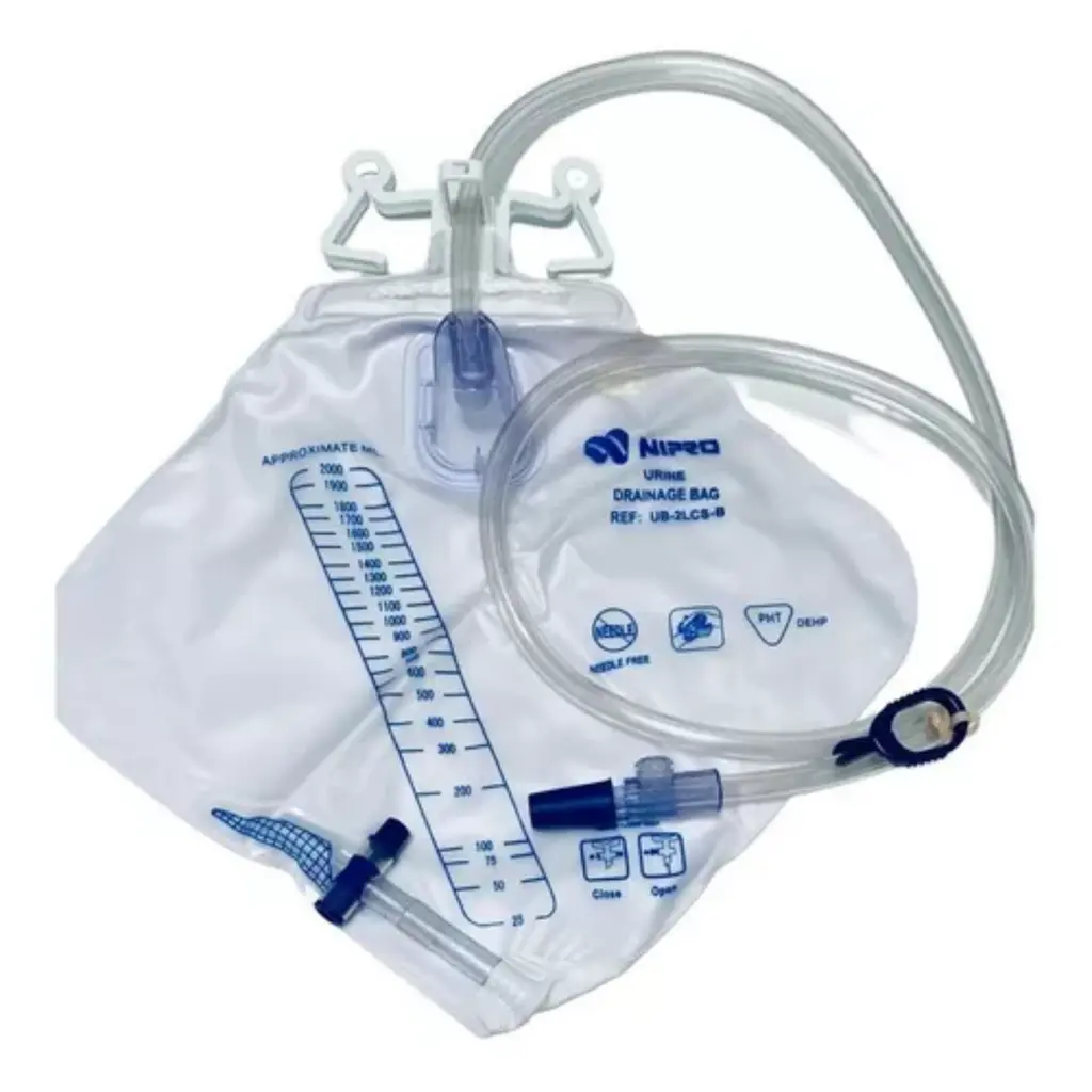 [333039] BOLSA PARA DRENAJE URINARIO (Nipro) Cap. 2 Lts. Sistema para drenaje urinario con sujetador universal 