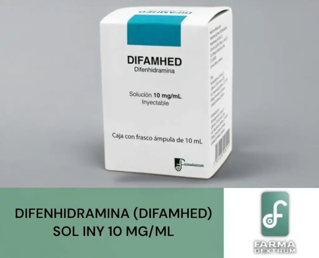 DIFAMHED Difenhidramina 10 mg. Solucion inyectable frasco ampula 10 ml/1ml. 