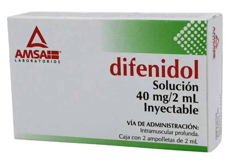 DIFENIDOL (Amsa) Sol. Iny. c/2 AMPTAS. 40 MG/2 ML. Difenidol (Sol. Inyectable). NA